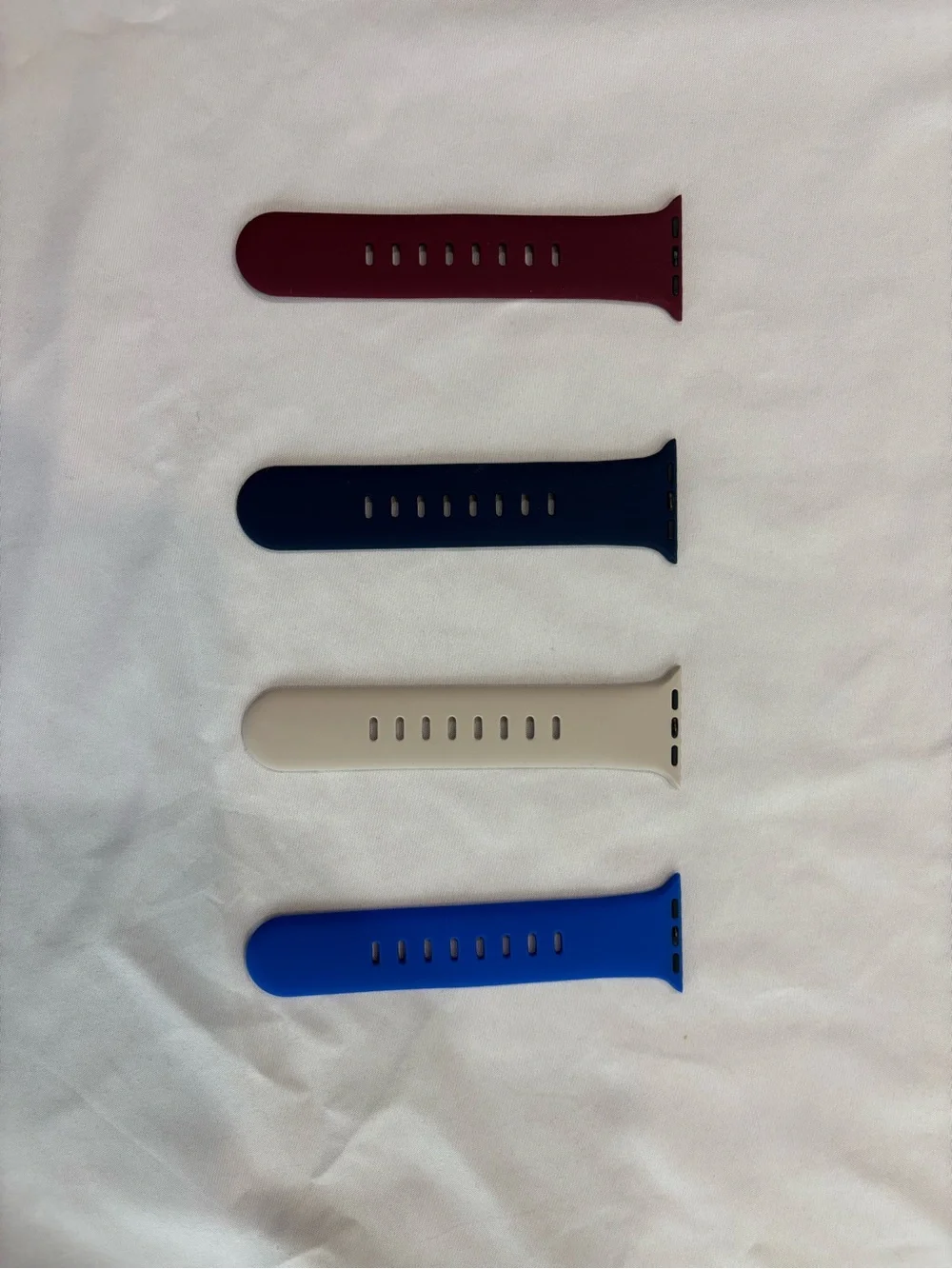 Silicone Apple Watch Bands - Maroon, Navy, Cream, Royal Blue Set of 4 38mm